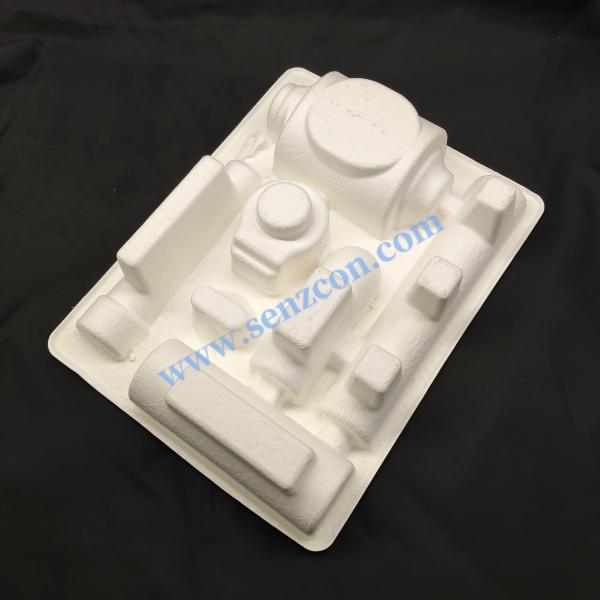 OEM eco-friendly white pulp molded packaging base for hardware accessories made from bagasse.It is a high-quality product produced by wet pressing,