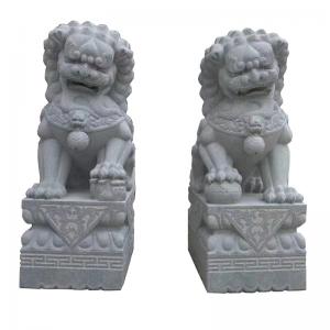 China Temple Pagodas Stone Lion Statues Mansions Stone Animal Sculpture on sale