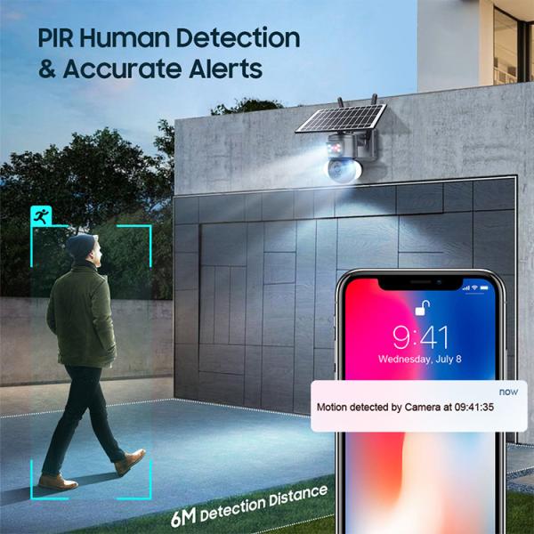 PIR Motion Detection 4G Solar Camera , Water Proof Battery Powered Floodlight Camera