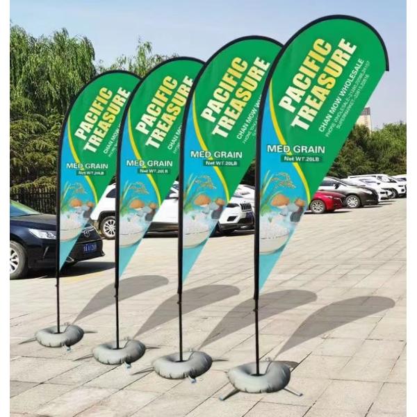 Different height feather teardrop/rectangular beach flag with Inject Water Basement Holder, Aluminum Pole, Cross Base spike Telescopic flying banners
