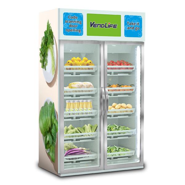 Cheap 1100V Vegetable Vending Machine DEX System Gravity Sensing Screen Free for sale
