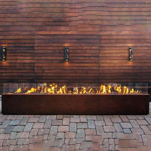 1500mm Rectangular Metal Fire Pit Heater Corten Steel Modern Aesthetic
