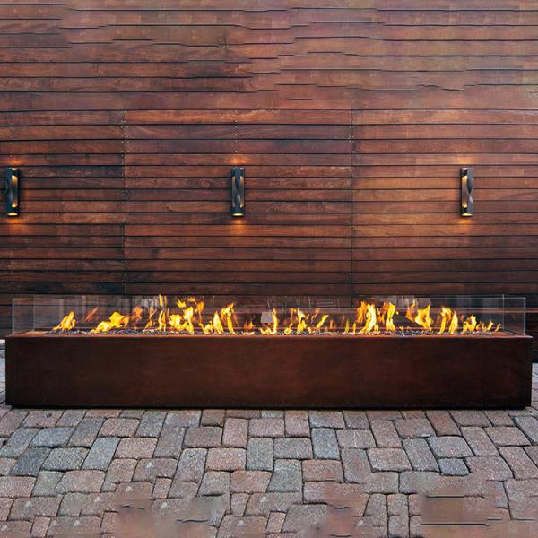 Cheap 1500mm Rectangular Metal Fire Pit Heater Corten Steel Modern Aesthetic for sale