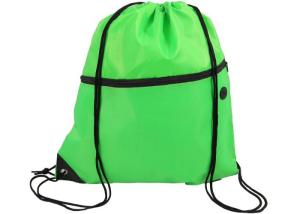 China Colorful Polyester Drawstring Bag Backpack Waterproof With Front Zipper Pocket on sale