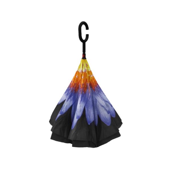 Cheap Manual Close Reverse Double Layer Inverted Umbrella , C Handle Inverted Umbrella for sale