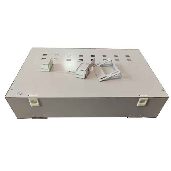 Grey 48 Port Patch Panel 2U SC Fiber Optic Distribution Box Rotation Type