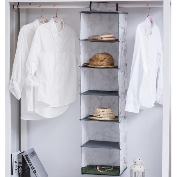 Marble Print Sweater 6 Shelf Hanging Closet Organizer