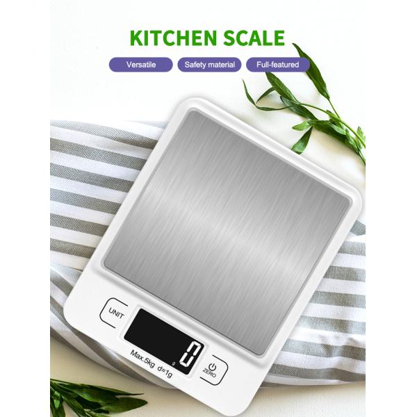 Max 5KG Stainless Steel Platform USB Rechargeable Kitchen Scale