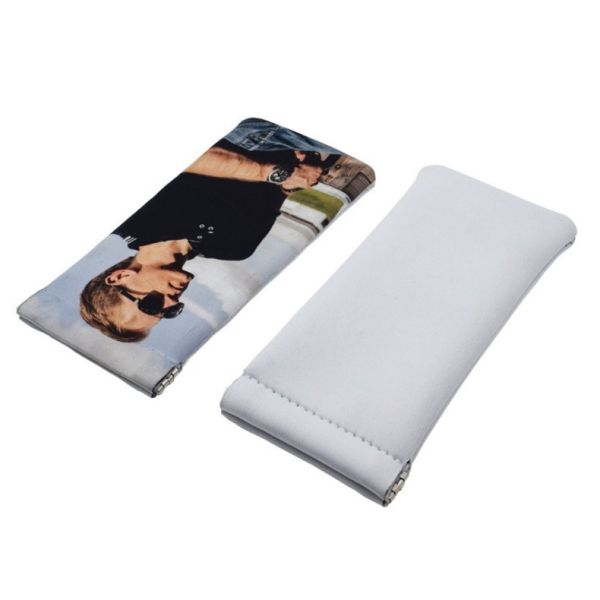 Double Sided Sublimation Neoprene Glasses Bag Snap Fastener Custom Logo Soft Portable Folding Eyewear Pouch Blank Glasses Case