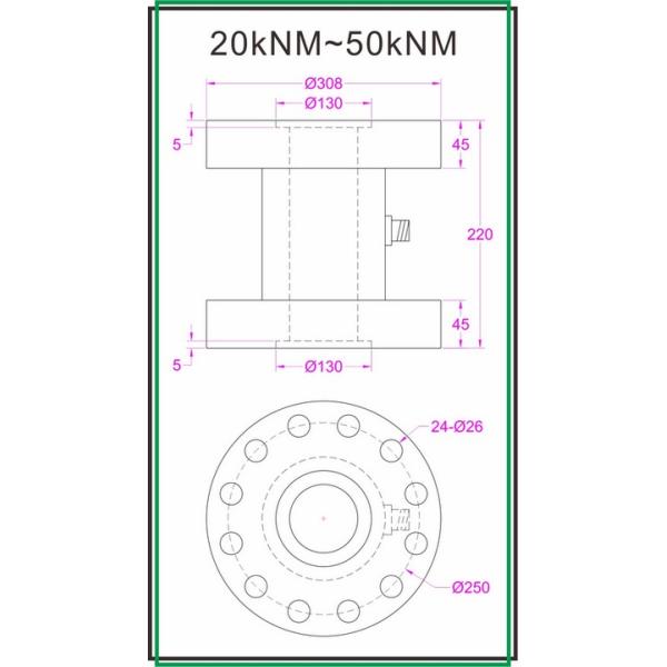 Through hole torque sensor high capacity reaction torque transducer