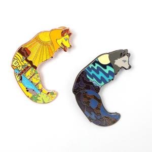 Best Customized Logo Pins Garment Accessories Soft Enamel Zinc Alloy Fox Wolf Animal Silver Lapel Pin wholesale