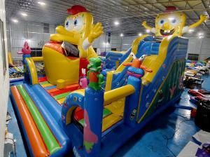 China Automatic Move Inflatable Bounce House With Slide SpongeBob SquarePants Inflatable Fun City on sale
