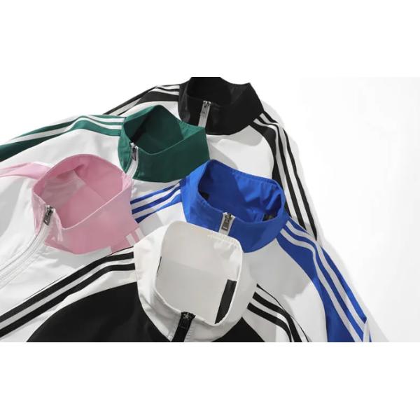 Fall jacket baseball uniform top tooling custom printed word three bars large size casual loose trench coat