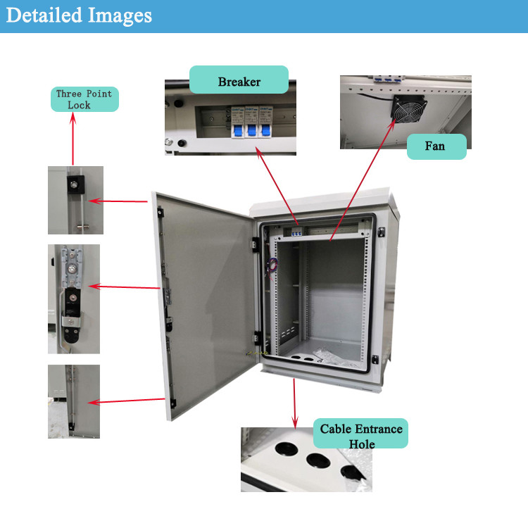ISO9001 16U 19 Inch Outdoor Wall Mounted Cabinet IP55 Protection