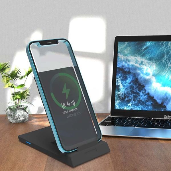 ABS PU Qi Standard Desktop Wireless Charger Response Long Distance