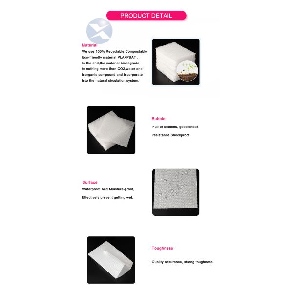 Biodegradable Padded Bubble Bags Gravure Printing Flat Edge For Packaging