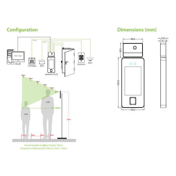5 inch screen AI Face Recognition Attendance Machine With Temperature Detector
