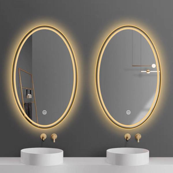 Cheap Round Shape Illuminated LED Bathroom Mirrors Defog With One Button for sale