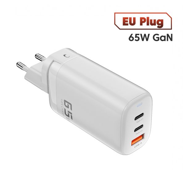65W USB Type C GAN Wall Charger EU Plug for Fast Charging Laptops and Phones Portable