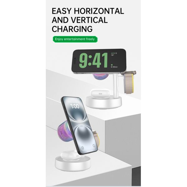 All in one Bluetooth Speaker and Wireless Charger Combo with Qi2.2 Certificate