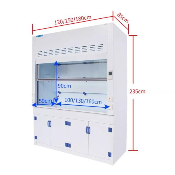 Cheap 2350mm Polypropylene Fume Hood Chemical Laboratory Fume Cupboard for sale