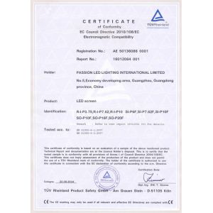 PASSION LED LIGHTING INTERNATIONAL LIMITED Certifications