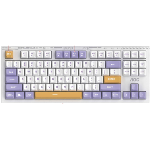 ETEK 87-Key USB-C Wired Membrane Keyboard,10M Clicks, White/Rainbow Backlight, ABS+Iron Plate, Spill-Resistant