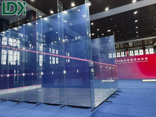 Cheap Full Glass Squash Court With Ceramic Dots Customized Wooden Floor Optional for sale