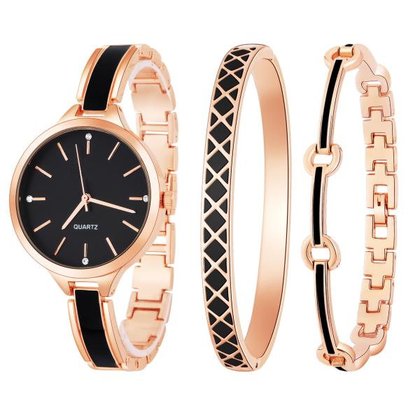 Cheap Rosegold 18cm Watch Gift Set Ladies Diamond Women'S Watch And Bracelet Gift Set 3ATM for sale