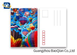Coloful Hot Air Balloon 3D Lenticular Postcards PET / PP Similar To Holograms