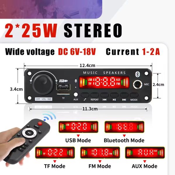 2*25W Power Amplifier with MP3 Decoding Board and 20 Hours Battery Life