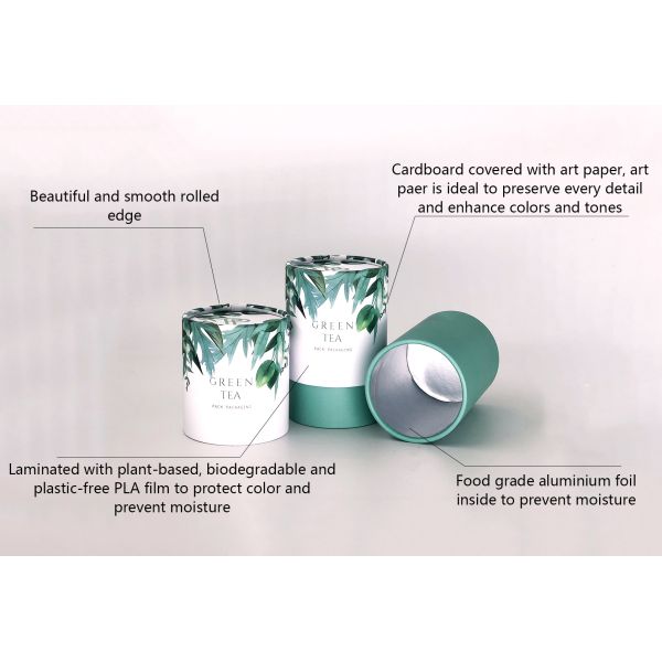 Luxury Cardboard 1200g 2mm Round Gift Boxes For Power Tea Coffee