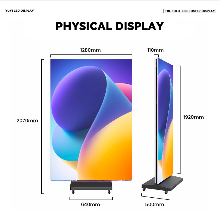 Energy Saving Ultra-Thin Portable LED Poster Screen Tri-Fold LED Display for Indoor Advertising