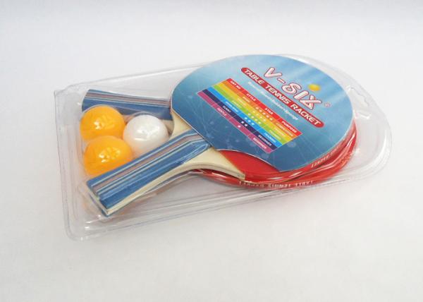 Cheap Blue Handle Table Tennis Ping Pong Bat With Balls Bats Pimple In / Out Rubber For Family Play for sale