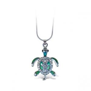 China Green Sea Turtle Necklace Silver Chain Jewelry with Rhinestone  Pendant For Casual Formal Attire Sea Life  Necklace on sale