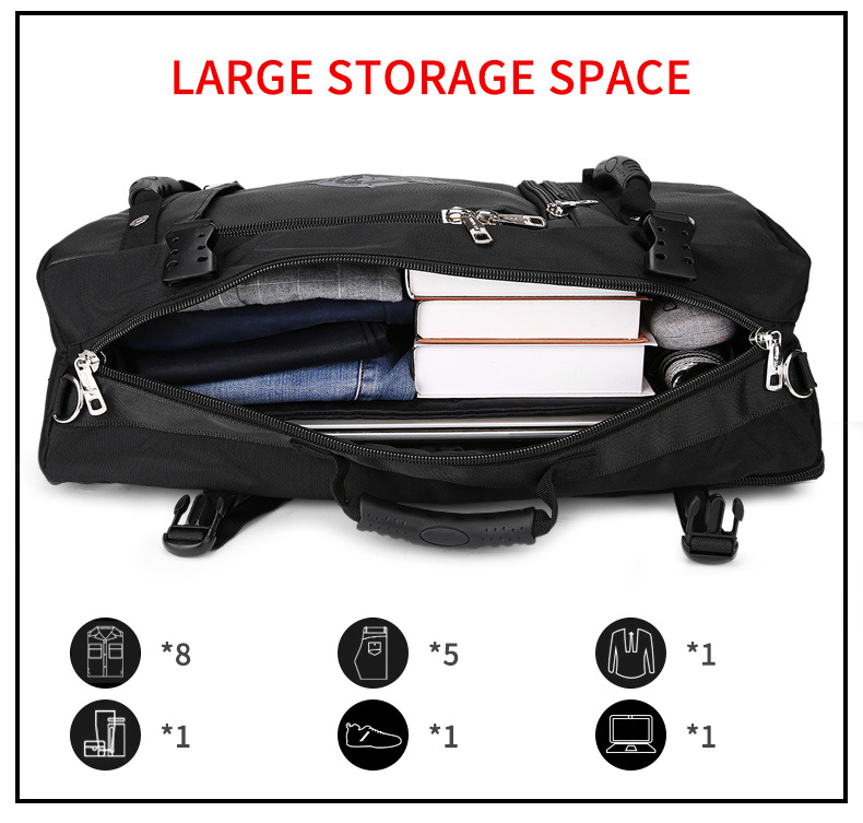 Black PU Waterproof Climbing Backpack Water Resistant Hiking Backpack OEM/ODM