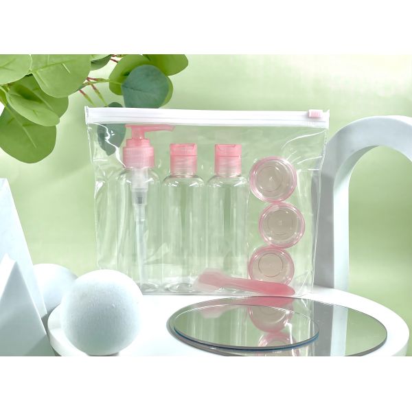 PET Plastic Bottle and Cream Jar Travel Set for Packaging Cosmetics Skincare Products