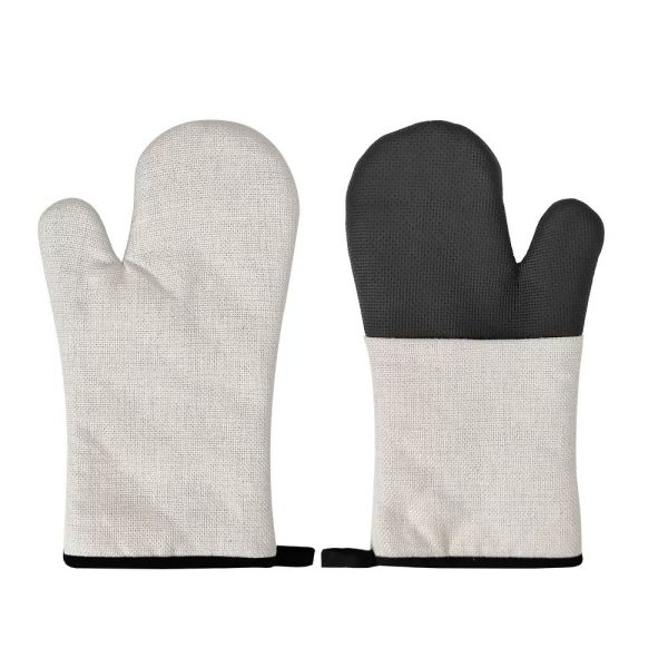 Blank Linen Sublimation Oven Gloves Silicone Heat Insulation Mitt For Microwave Oven