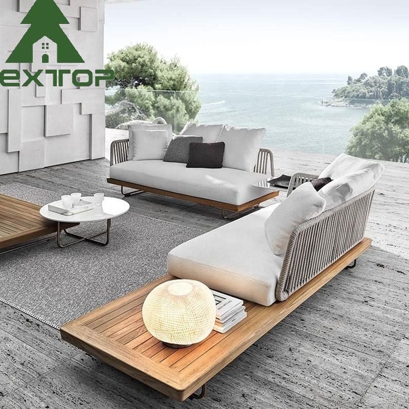 Rope Outdoor Poolside Sectional Sofa Set Large Bulk Luxury Garden Sets