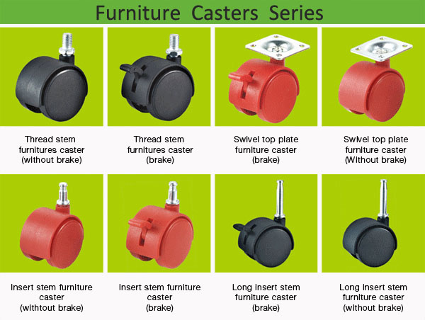 China supplier double wheel casters M8 thread stem