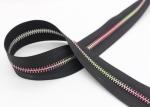 Rainbow Teeth Long Chain Zipper In Roll Black Cotton Tape Customized For Clothes