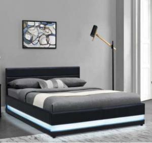Best Artistic RGB LED Bed Frame King Single Size Gas Lift Base Storage Leather wholesale