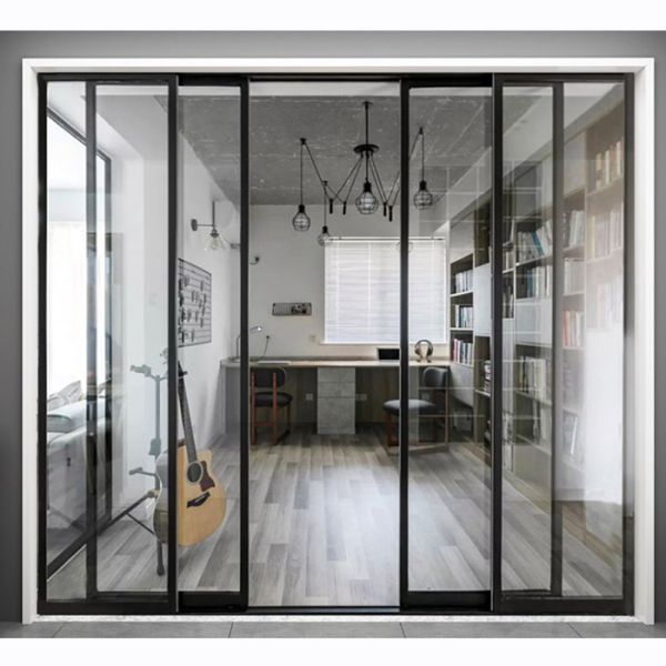 Narrow Frame Insulating Glass Partition Walls Push Pull Sliding Door Partition