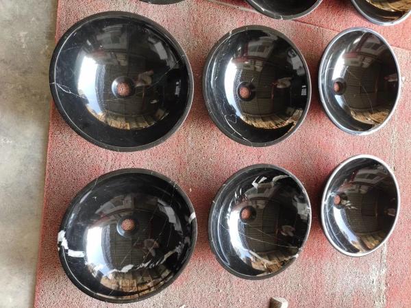 Cheap Round Elegant Black And White Marble Natural Stone Sink , Bathroom Bowl Basins for sale