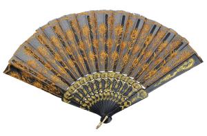 Best Orange Peacock Feather Embroidered Hand Fan wholesale