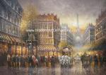 Thick Oil Paris Street Scene Canvas Painting Gifts Promotion Show Custom Size