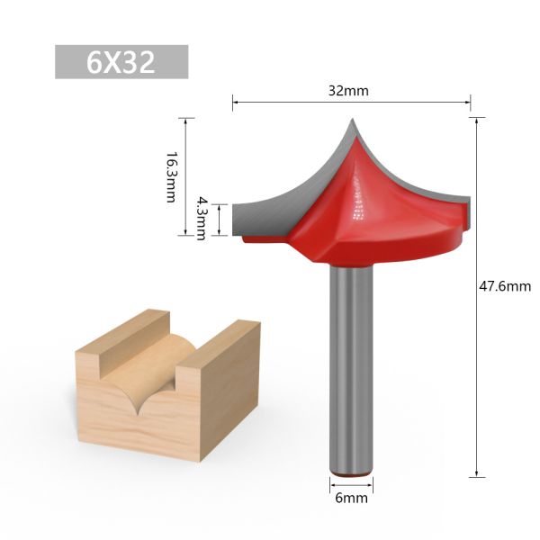 Arden Tideway Tiger 1/2 1/4 Shank Carbide Door Panel Ovolo Carving Bit Pointed Roundover Router Bit Woodworking CNC Tools