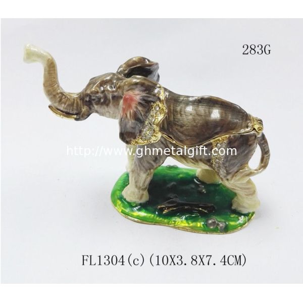 pewter family elephant jewelry box,elephant shape bejeweled box,alloy elephant trinket box