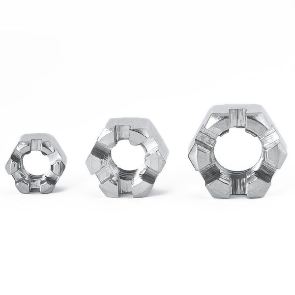 Plain Finish Fine Tooth Blossom Nut Din935 Extra Large Outer Hexagonal Slotted Nuts