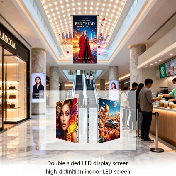HSCXLED Double Sided High Brightness Hanging Window Ultra-Thin LED Screen Retail Store Advertising Digital Signage LED display